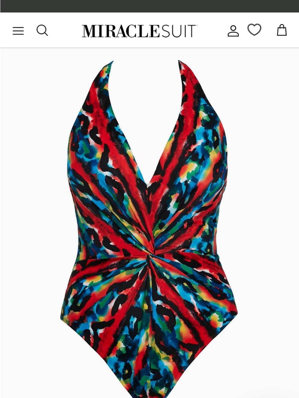 Miraclesuit Rainbow Twist-Front V-Neck One-Piece Swimsuit